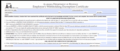 Alabama A4 Form 2023 Printable Forms Free Online